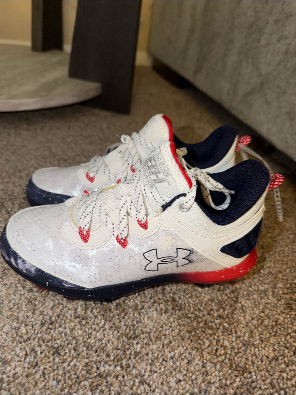 Under Armour Kids White Red Navy Basketball Sneakers